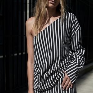 Zara STRIPED ASYMMETRICAL SHIRT